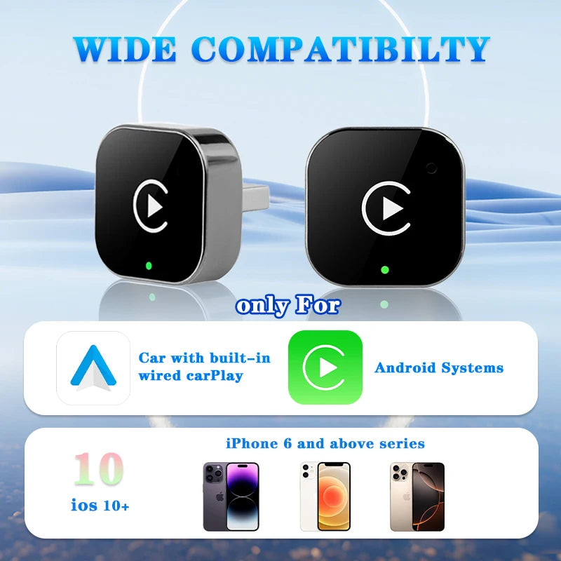 2-in-1 Wireless CarPlay & Android Auto Adapter | Plug & Play