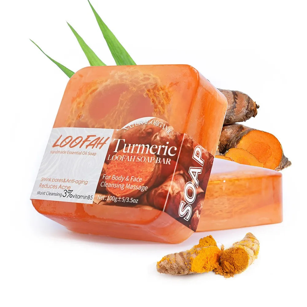 Loofah Turmeric Exfoliating Soap Bar – Cleansing & Brightening