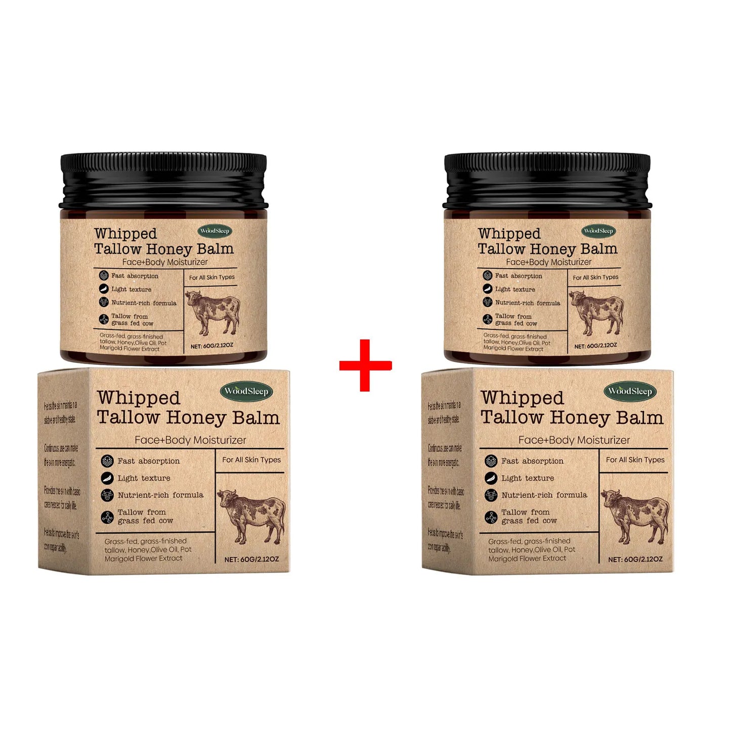 WoodSleep Beef Tallow & Honey Face Body Cream – Deep Moisture
