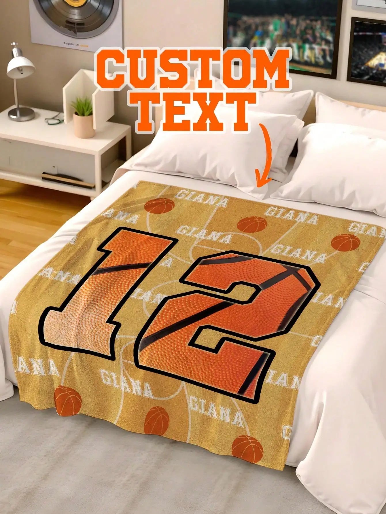 Custom Sports Fleece Blanket | Personalized Name & Number Gift