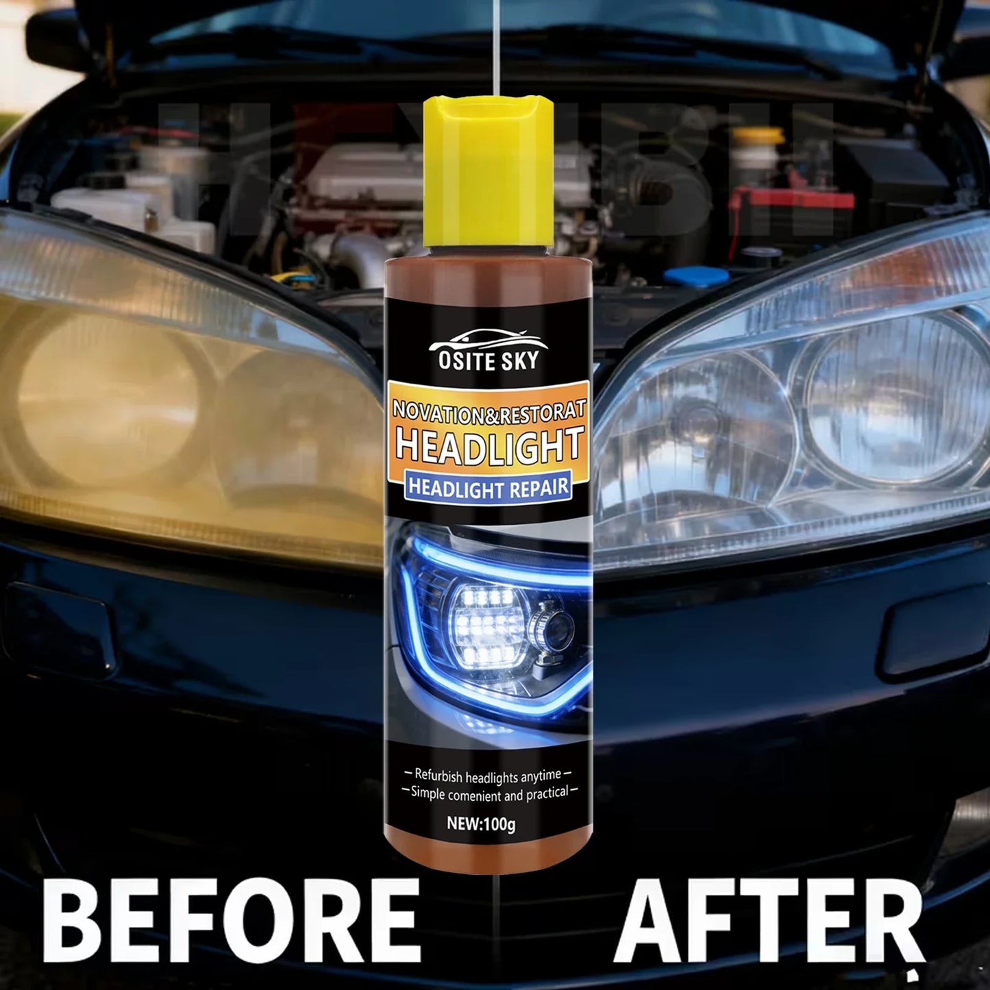 Car Headlight Lens Restoration Kit – Repair & Clarity Fluid