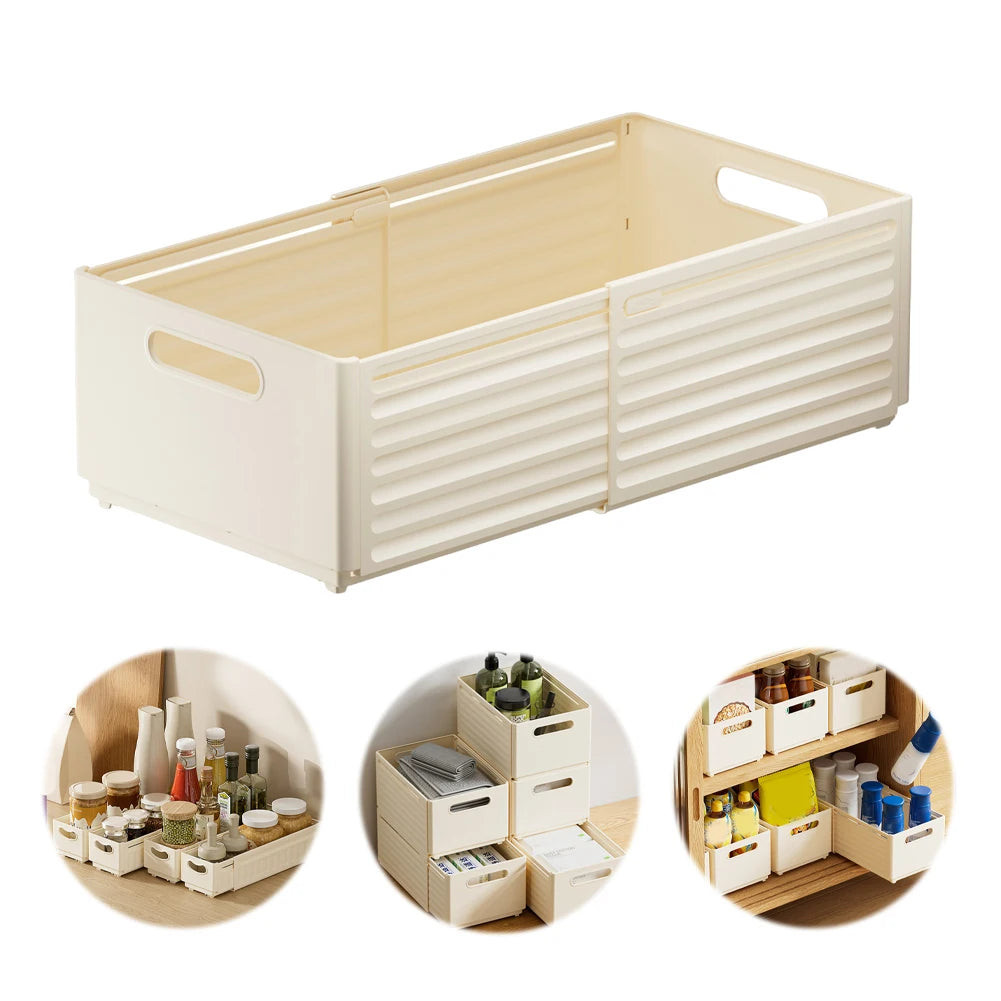2-Pack Expandable Stackable Drawer Organizer Bins with Handles