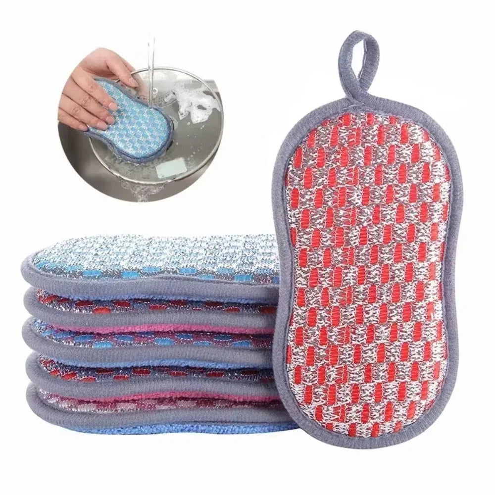 Double Side Dishwashing Sponge Dish Washing Brush Pan Pot Dish Clean Cloth Reusable Kitchen Scouring Pad Home Cleaning Tool Peaceful Pleasures Health and Wellness