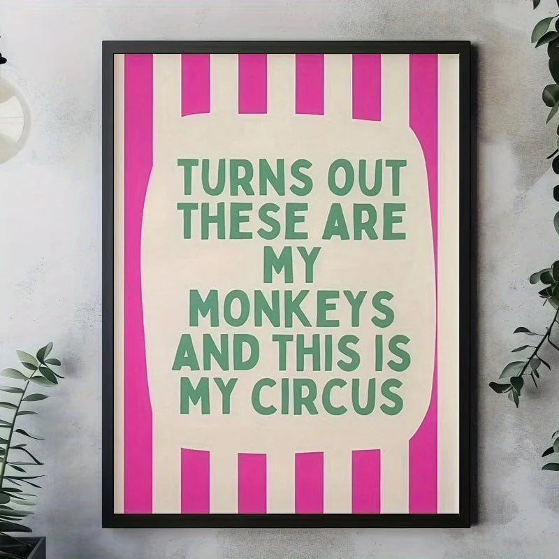 "These Are My Monkeys" Funny Retro Canvas Wall Art Print