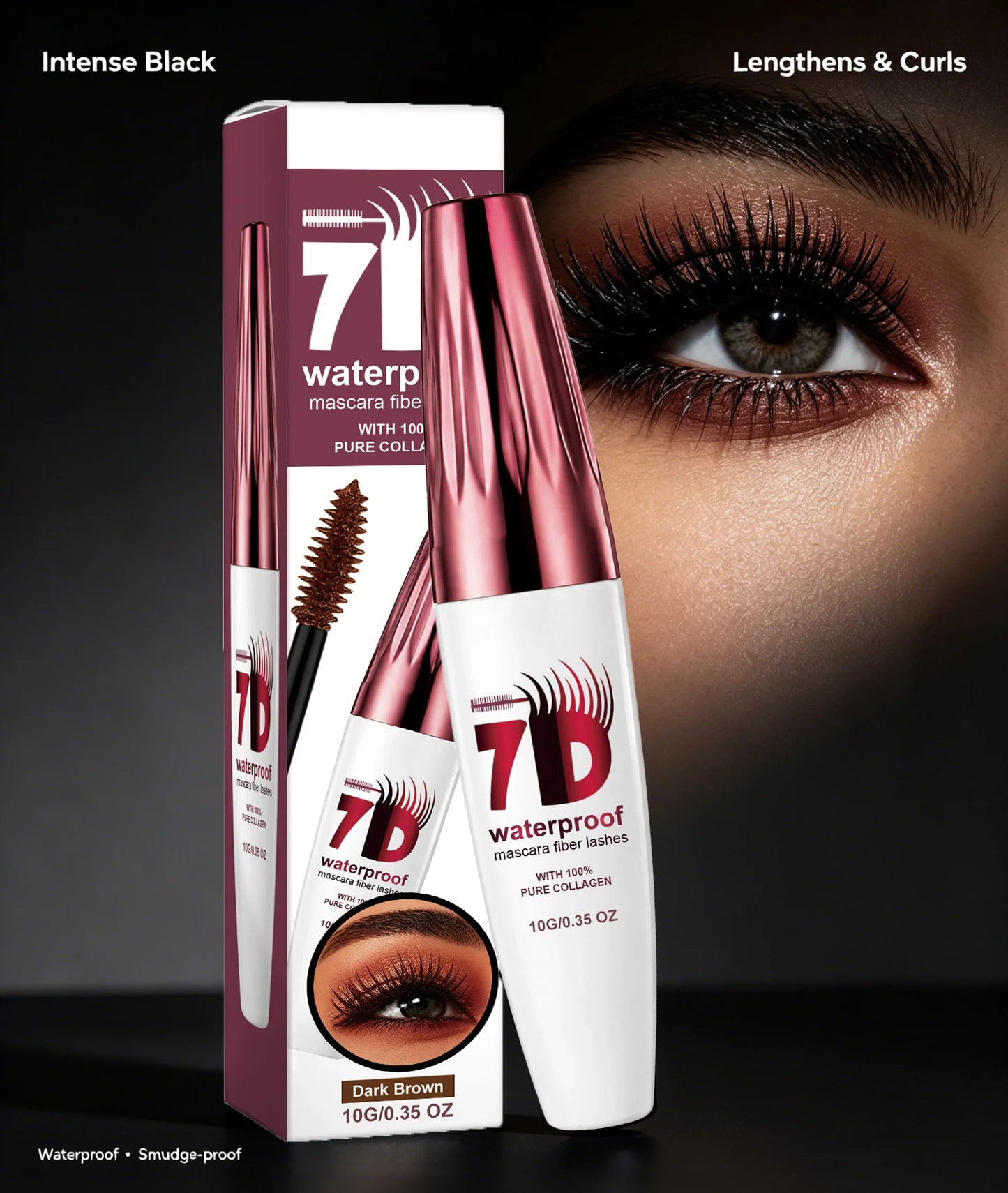 7D Fiber Mascara – Waterproof, Volumizing & Collagen Lashes