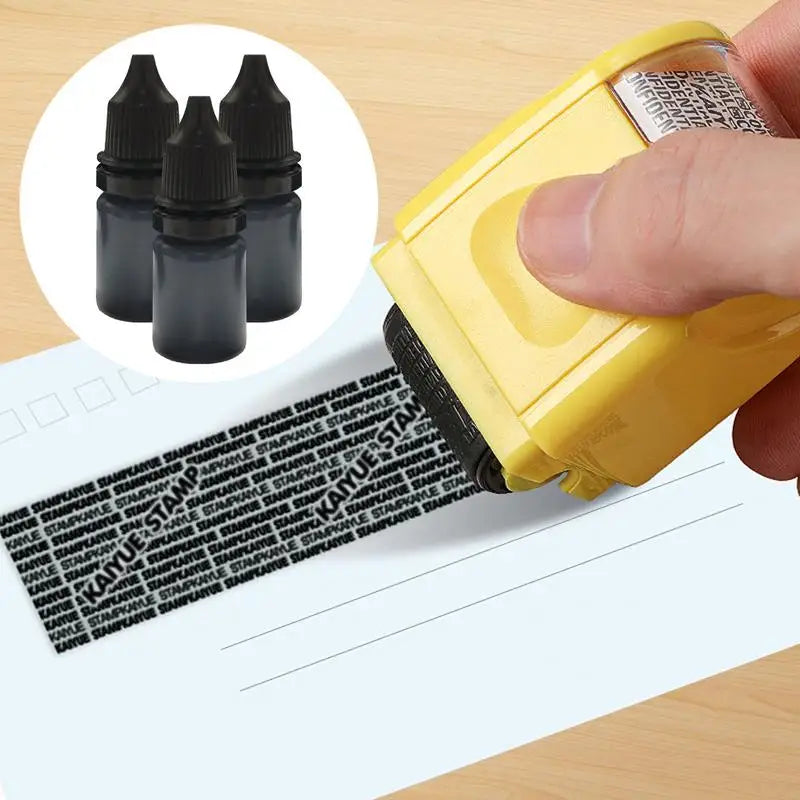 3PCS Black Ink Refills Parcel Privacy Information Eliminators Anti-theft ID Security Stamp Messy Code Confidential Seal Supplies Peaceful Pleasures Health and Wellness