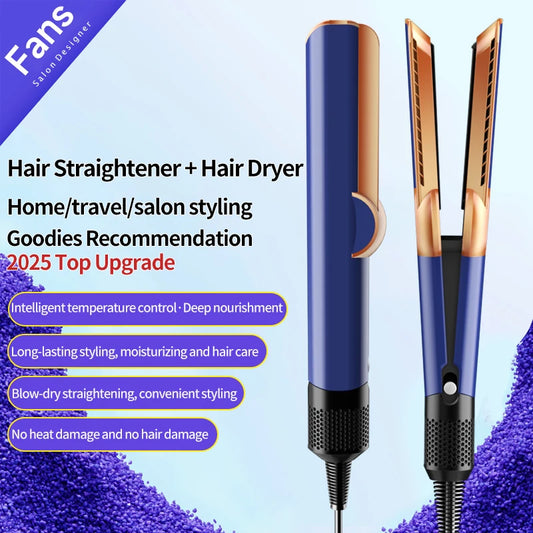 2-in-1 Hair Straightener & Dryer Flat Iron | Negative Ion HOMEFISH Hair Styling Tool Peaceful Pleasures Health and Wellness