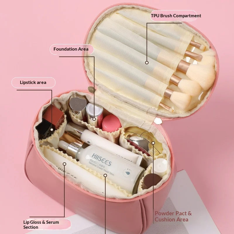 2026 New PU Leather Cosmetic Bag For Women Multi-Functional Portable Travel Storage Makeup Case Female Toiletry Kit Bag YUZI Peaceful Pleasures Health and Wellness
