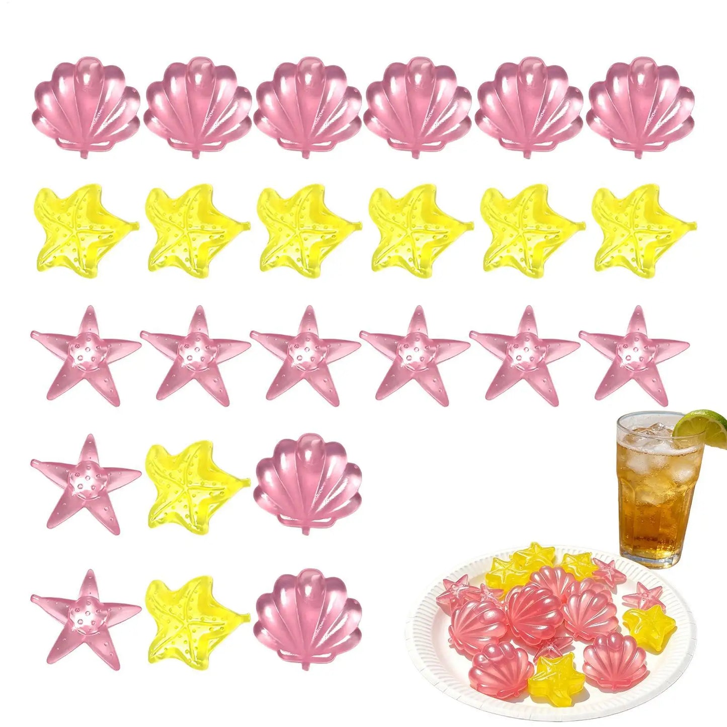 24-Pack Reusable Star-Shaped Ice Cubes | No-Dilution Drink Chillers