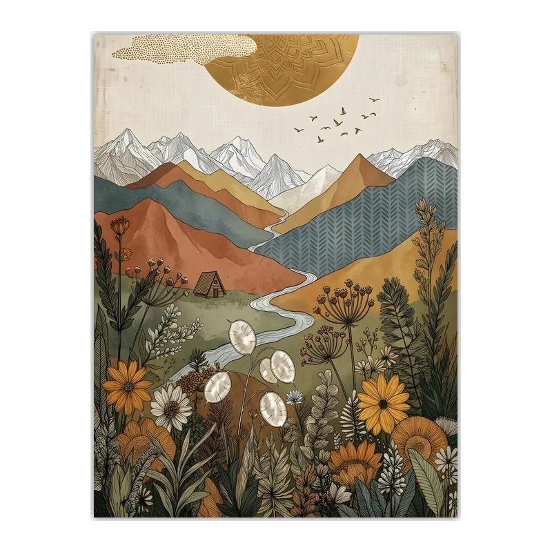 Boho Landscape Canvas Wall Art – Western Mountain Print Décor Canvas Wall Art Peaceful Pleasures Health and Wellness 10 40x60cm No Frame China Mainland