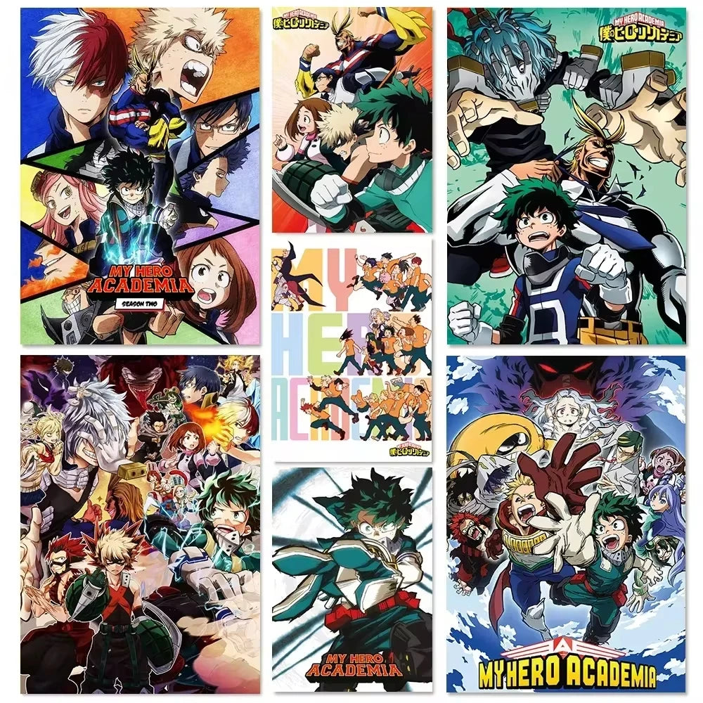 Japanese Anime My-Hero-Academia Poster Cartoon Manga Canvas Painting Wall Art Pictures Home Kids Room Decor Gift Peaceful Pleasures Health and Wellness