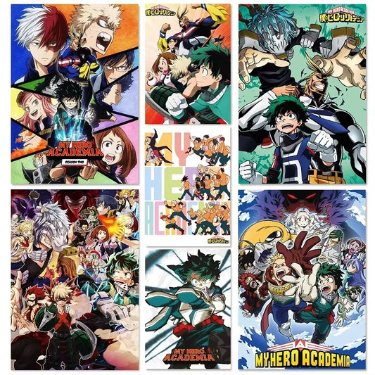 Japanese Anime My-Hero-Academia Poster Cartoon Manga Canvas Painting Wall Art Pictures Home Kids Room Decor Gift Peaceful Pleasures Health and Wellness
