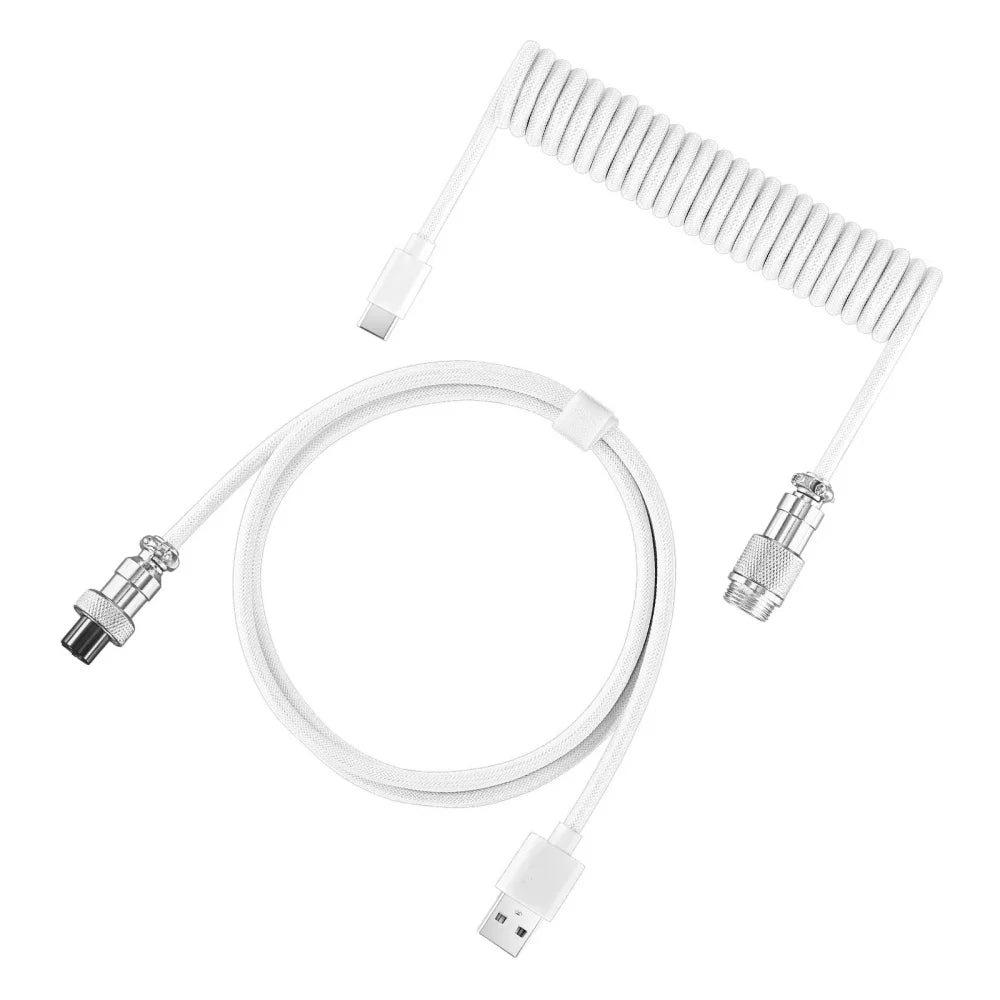 USB-C Coiled Keyboard Cable | Aviator Connector, Braided, 3M