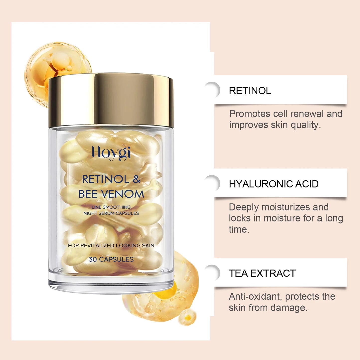 Retinol & Bee Venom Anti-Aging Night Serum Capsules (30 ct)