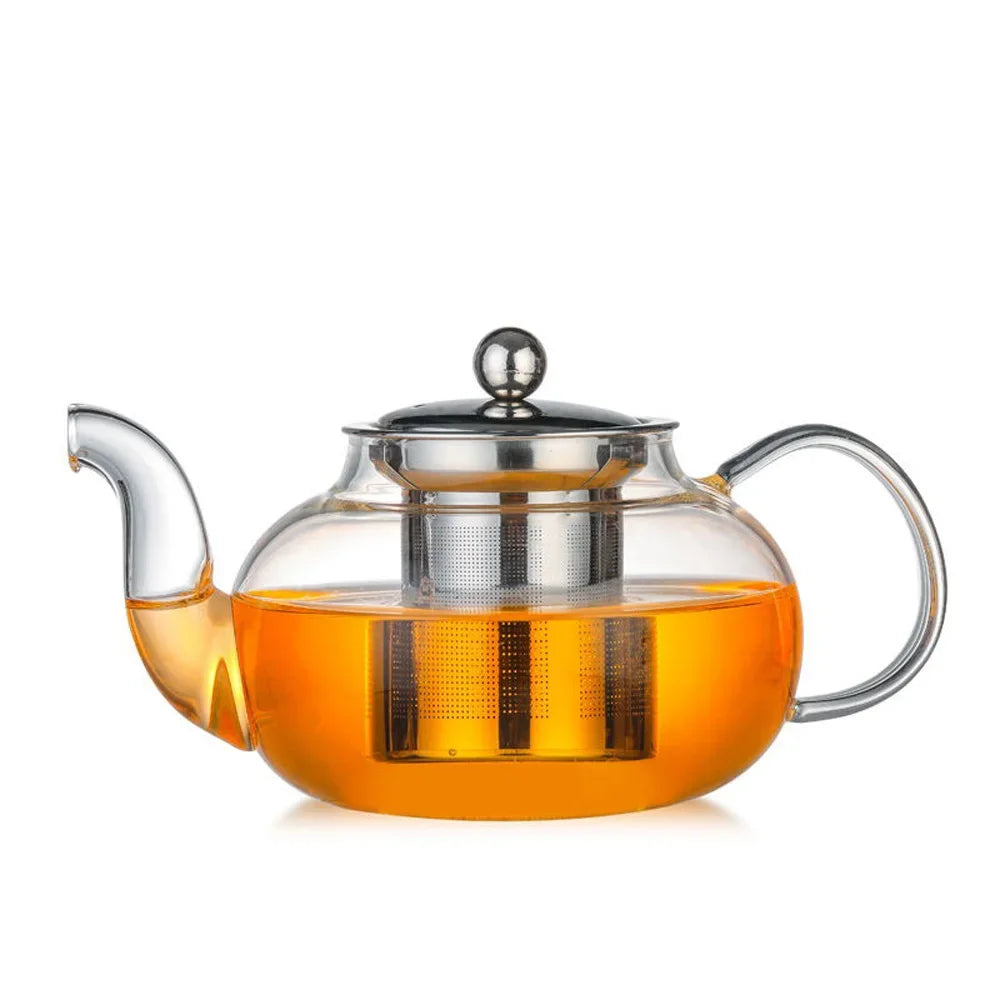 HMLOVE Glass Teapot Stainless Steel Tea Strainer Infuser Flower