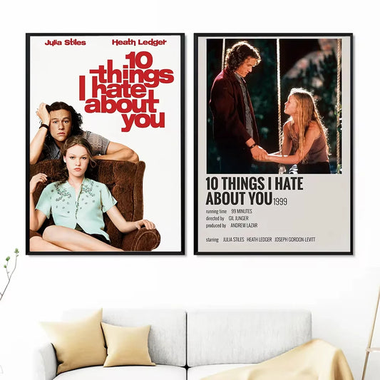 Movie Poster Canvas Painting 10 Things I Hate about You Classic 90's Vintage Wall Film Art Print Picture Living Room Home Decor Peaceful Pleasures Health and Wellness