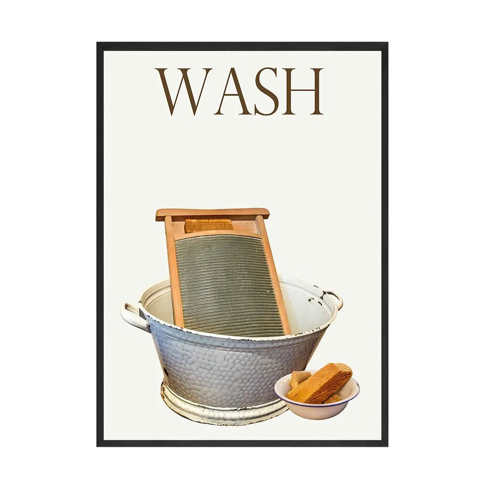 Vintage Wall Art Canvas Wash Dry Fold Repeat Laundry Sign Poster Painting Living Room Nordic Pictures Print Modern Home Decor Peaceful Pleasures Health and Wellness 03 50x70cm Unframed