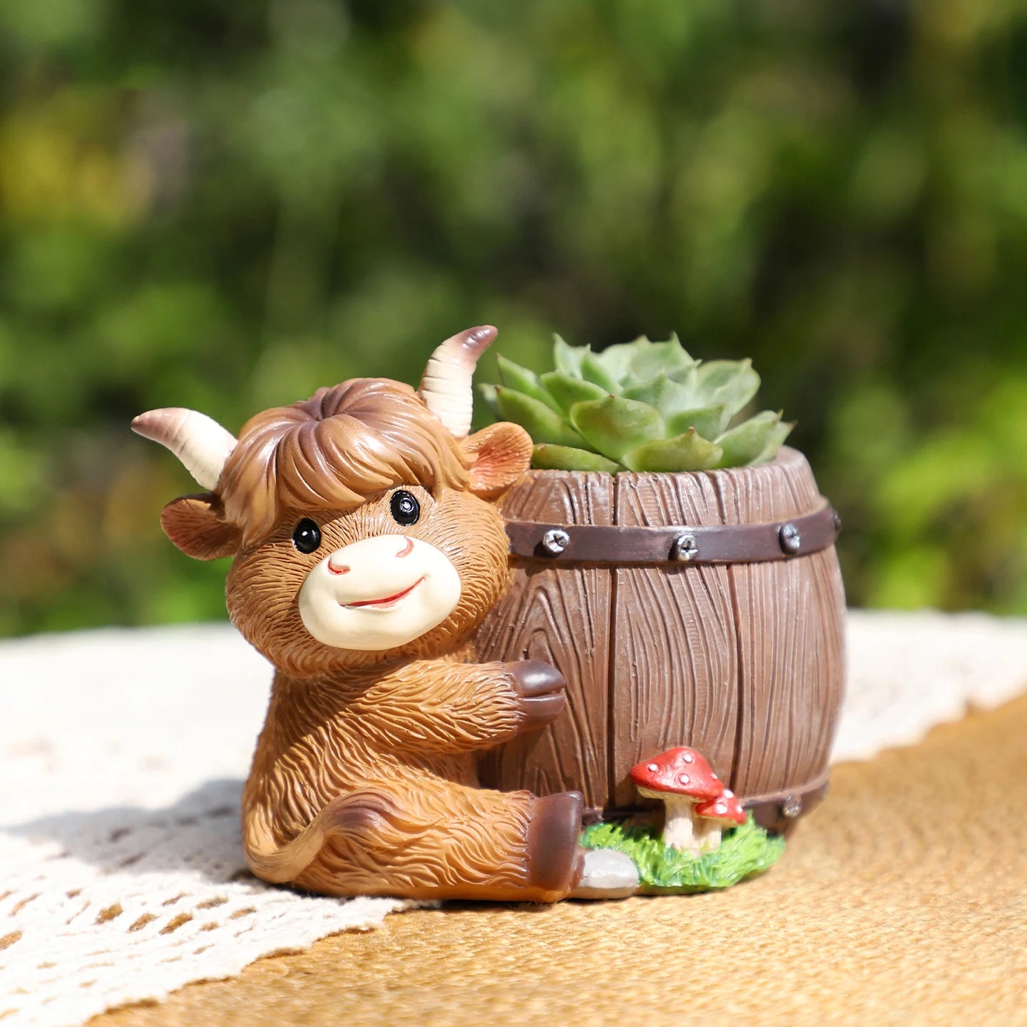 Highland Cow Resin Succulent Planter | Mini Cute Flower Pot