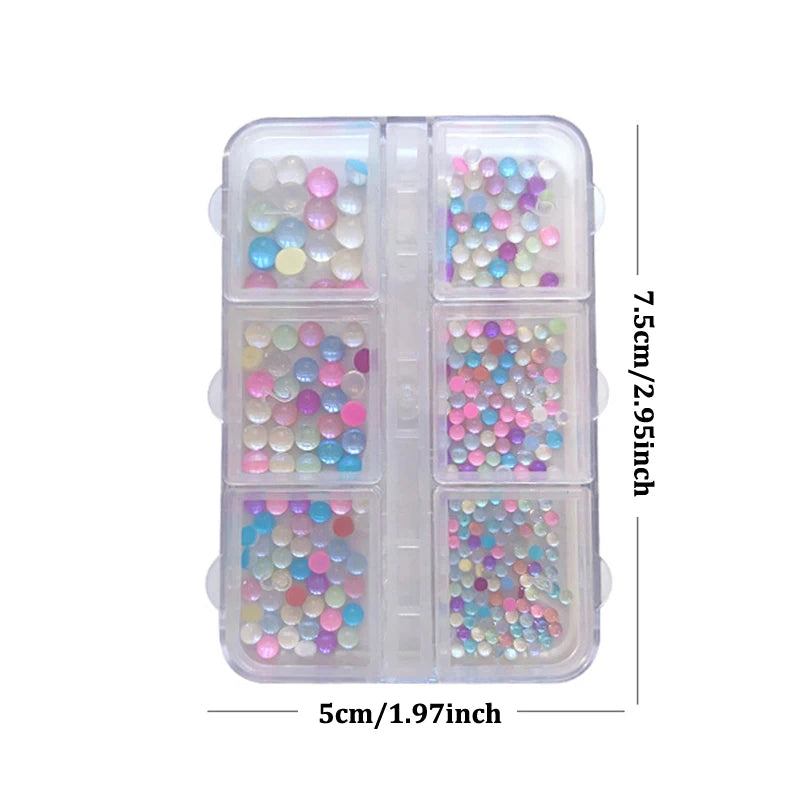 Colorful Mermaid Bubble Bead Half Round Flat Bottom Shiny Aurora Size Mixed Candy Color Nail Art Accessories Decoration Manicure Peaceful Pleasures Health and Wellness