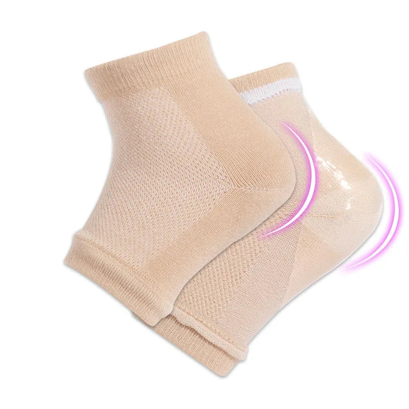 Moisturizing heel socks 1 pairs of gel lined toe less hydrotherapy socks can heal and treat dry and cracked heels during sleep Peaceful Pleasures Health and Wellness yellow