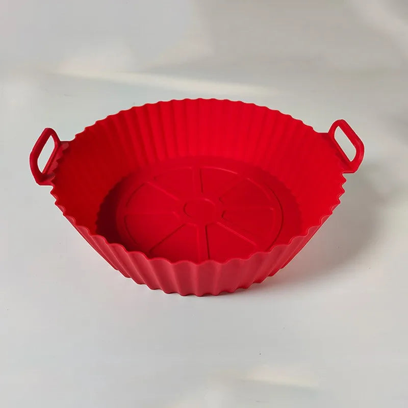 Air Fryer Silicone Liners Air Fryer Silicone Pot Reusable Silicone Air Fryer Liners Food Safe Non Stick Air Fryer Basket Accesso Peaceful Pleasures Health and Wellness Red