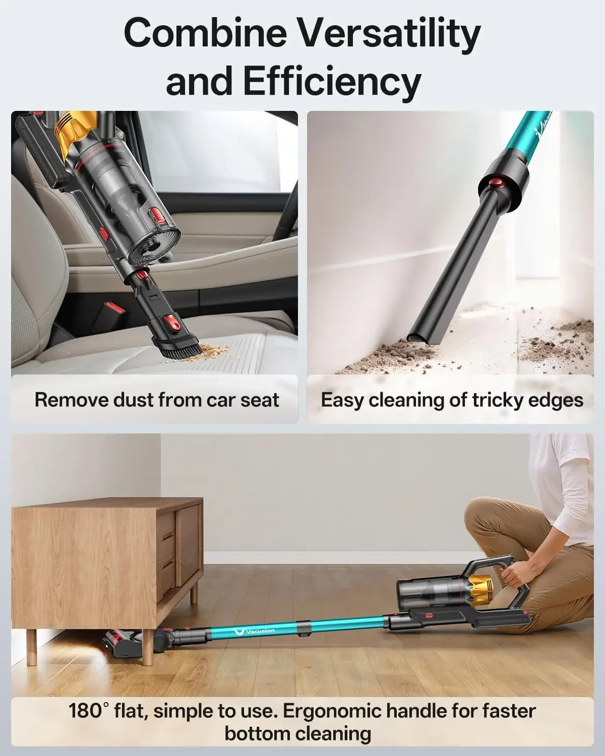 Powerful Cordless Vacuum Cleaner, 650W 55KPa Suction, 60-Min Runtime, LED Light for Pet Hair, Versatile for Home Use Peaceful Pleasures Health and Wellness