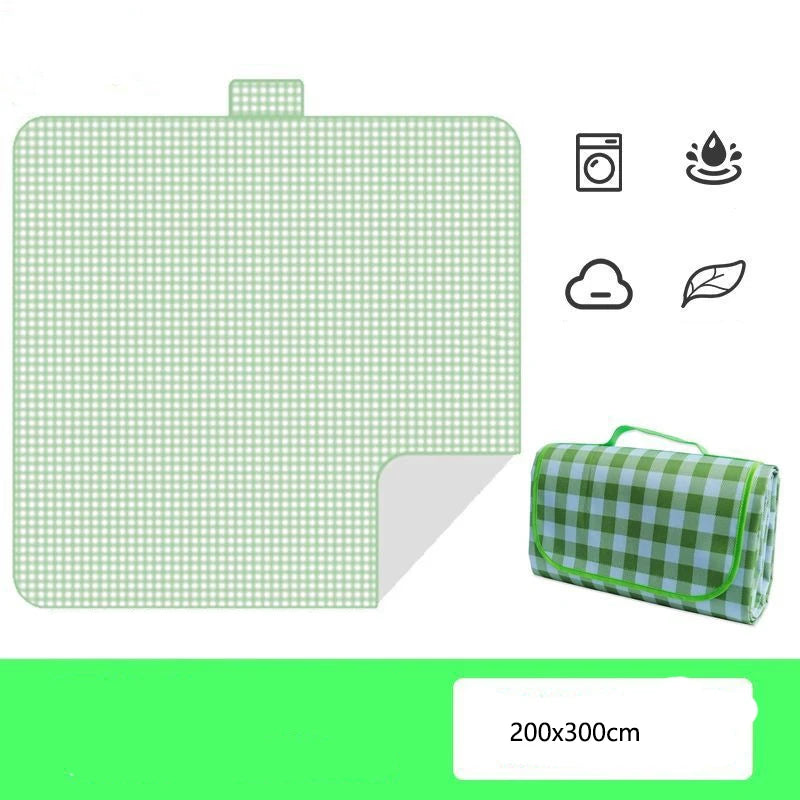 Outdoor Thickened Waterproof Camping Non-woven Fabric Picnic Mat Moisture-proof Mat Beach Mat Peaceful Pleasures Health and Wellness green-200x300cm