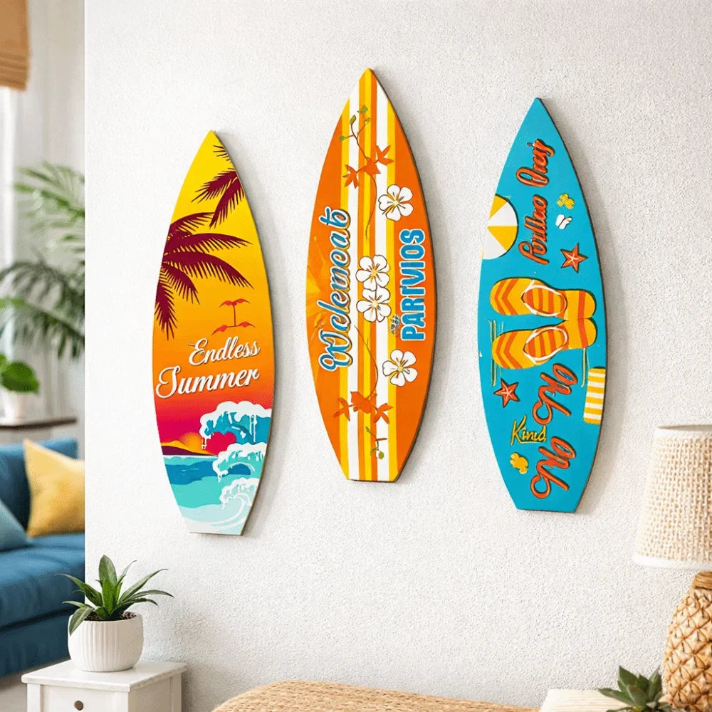 Handcrafted Wooden Surfboard Wall Hanging | Coastal Beach Decor