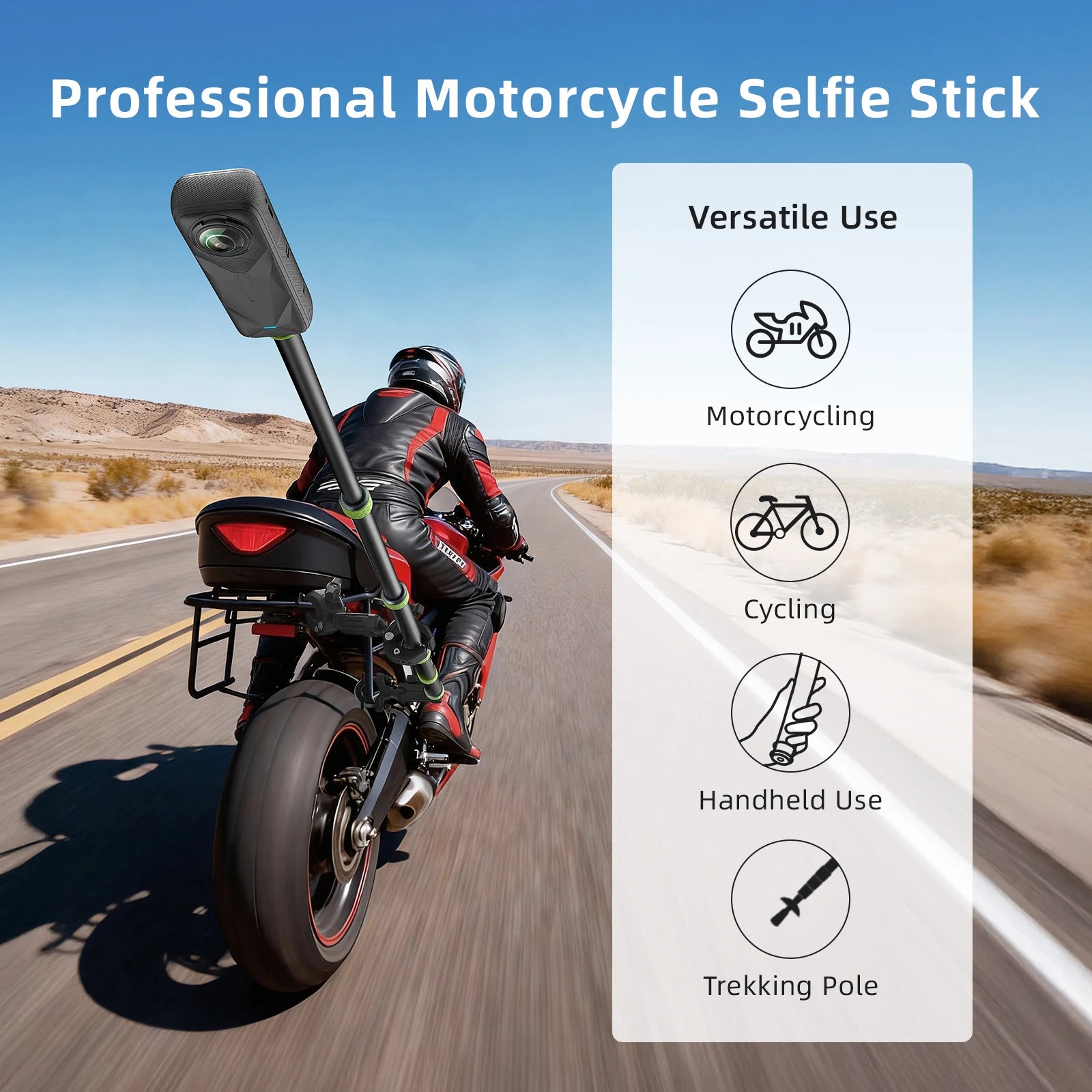 Aluminum Alloy For Comfortable Grip For DJI Action Camera 1.1M Selfie Stick For Insta360 Panorama Camera Motorcycle Selfie Stick Peaceful Pleasures Health and Wellness