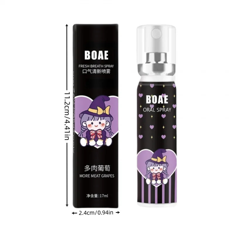 2pcs Grape-Flavored Cartoon Oral Spray 17ml Portable Breath Freshener Spray with Long-Lasting Fragrance Travel Peaceful Pleasures Health and Wellness