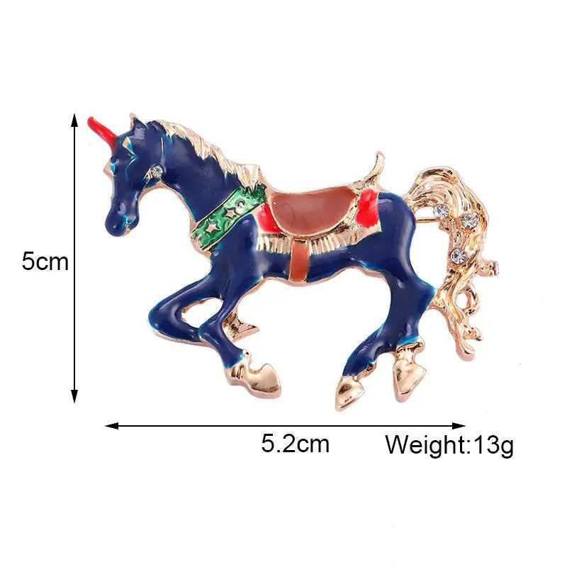 Enamel Horse Brooch | Vintage Zodiac Lapel Pin for Men & Women