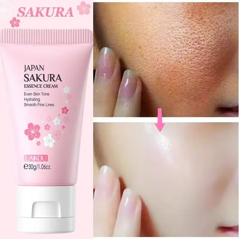 Sakura Whitening Face Cream Wrinkle Remover Fade Fine Lines Serum Firm Lift Shrink Pores Moisturizing Brighten Smooth Skin Care Peaceful Pleasures Health and Wellness 30g