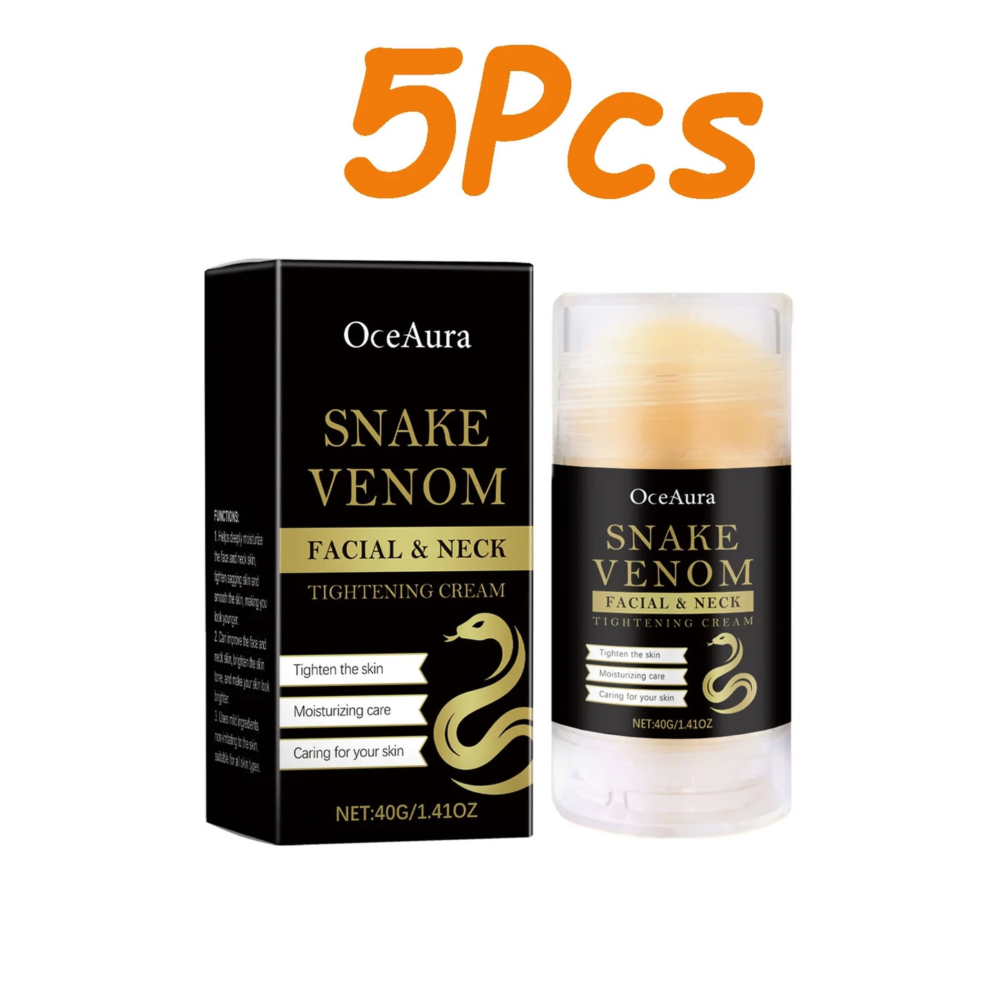 Snake Venom Neck Firming Stick – Anti-Aging Lifting Cream Peaceful Pleasures Health and Wellness 5 x 40g Boxed
