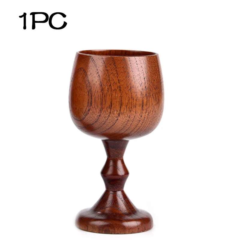 Handmade Natural Spruce wood Goblet Cup Environmental Classical Wine Glass Round Red Wine Teapcup Solid Wooden Goblets Drinkware Peaceful Pleasures Health and Wellness 1PC 101-200ml