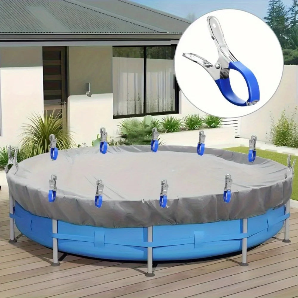 Stainless Steel Pool Cover Clips – Windproof Spring Clips 8/15 Pack