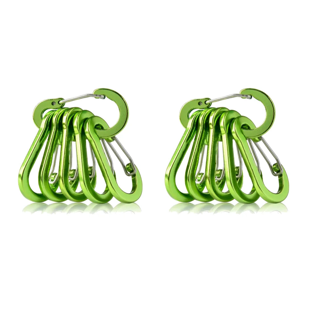 6/12Pcs Aluminum Alloy Carabiner Keychain Outdoor Camping Climbing Hiking Snap Clip Lock Buckle Hook Fishing Accessories Peaceful Pleasures Health and Wellness Green 12PCS