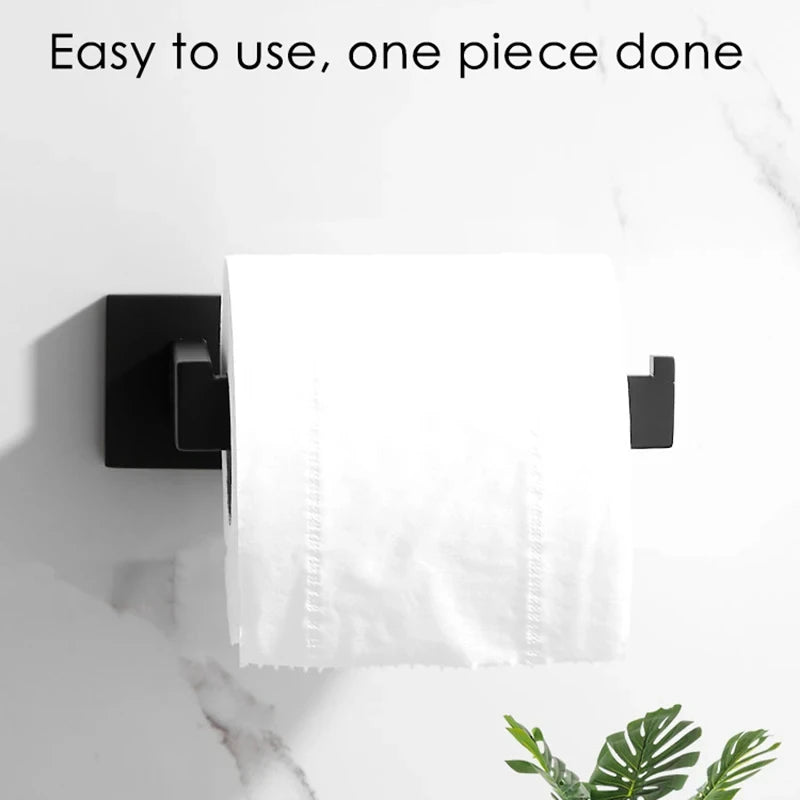 Matte Black Wall-Mounted Toilet Paper Holder – 304 Stainless Steel