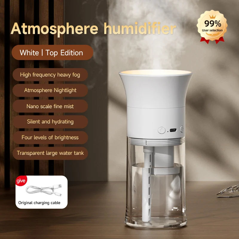 Mini Portable Humidifier Night Light Home Aromatherapy Charging Low Sound Small Aromatherapy Machine Desktop Humidifier Peaceful Pleasures Health and Wellness White Type B
