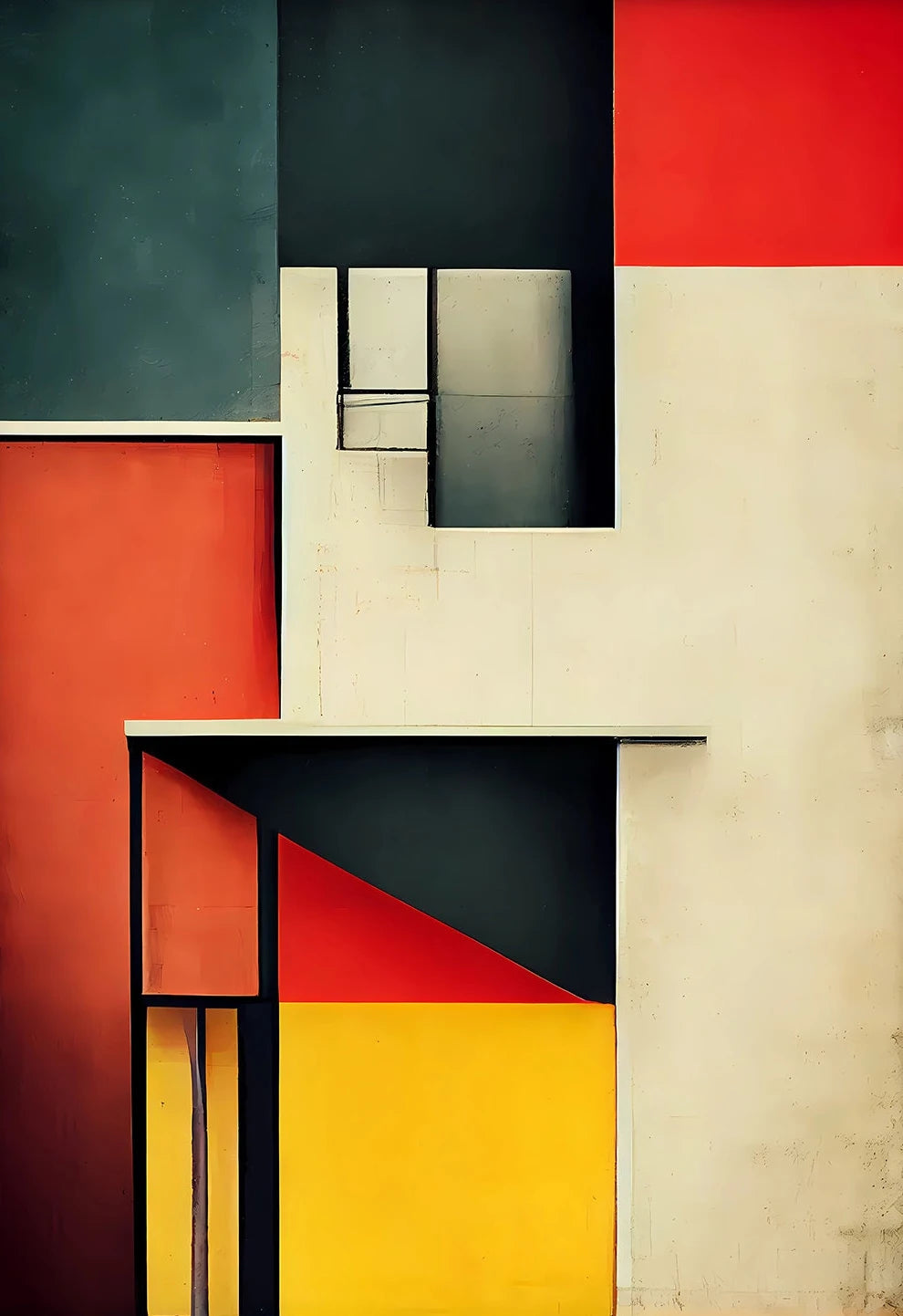 Fallingwater Bauhaus Architecture Abstract Canvas Wall Art Print
