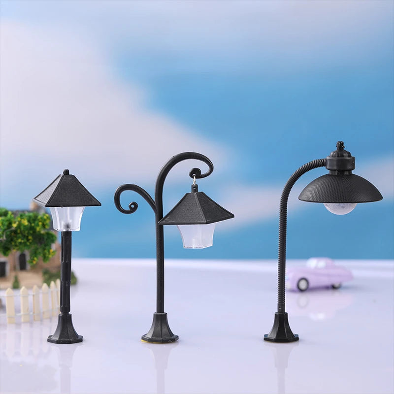 Miniatures Road Light Model Micro Landscape Bonsai Ornament Plastic Craft Home Garden Decor Street Lamp Figurine Streetlight Peaceful Pleasures Health and Wellness