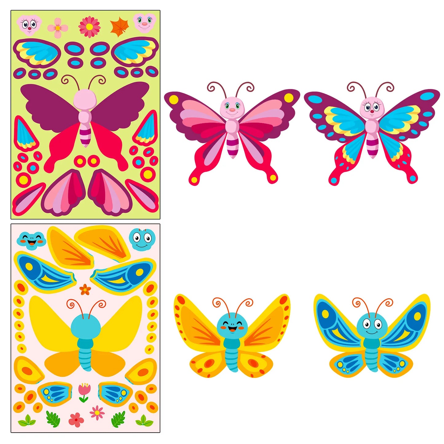 Kids DIY Butterfly Sticker Fun Assemble Puzzle Jigsaw Toys Children