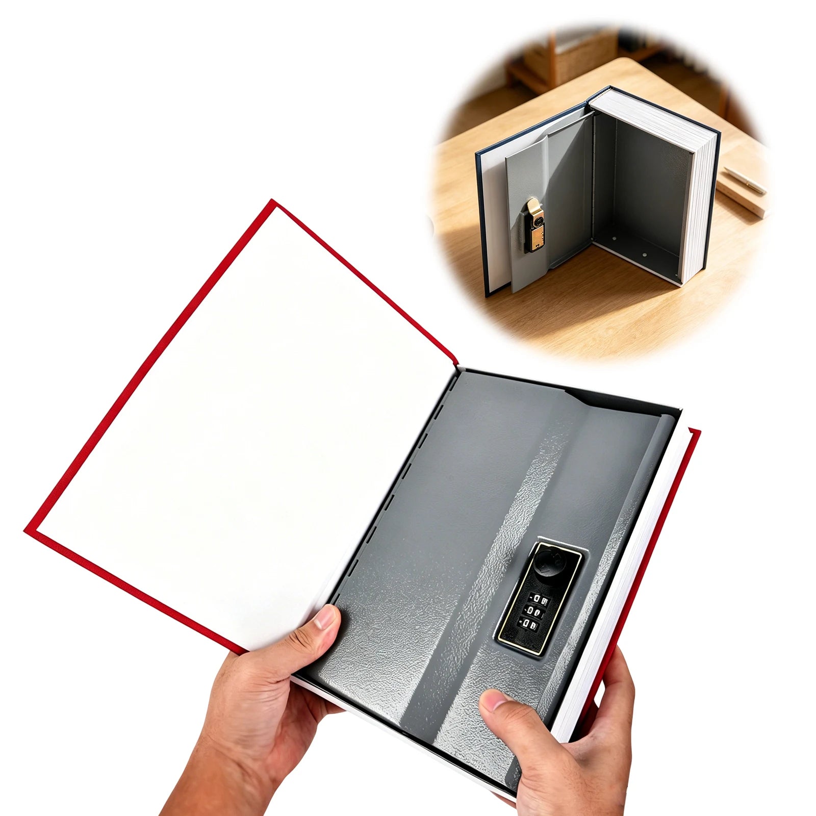 Diversion Book Safe Storage Box with Combination Lock Secret Metal Locks Boxes Large Capacity for Birthday Holiday Gift Peaceful Pleasures Health and Wellness