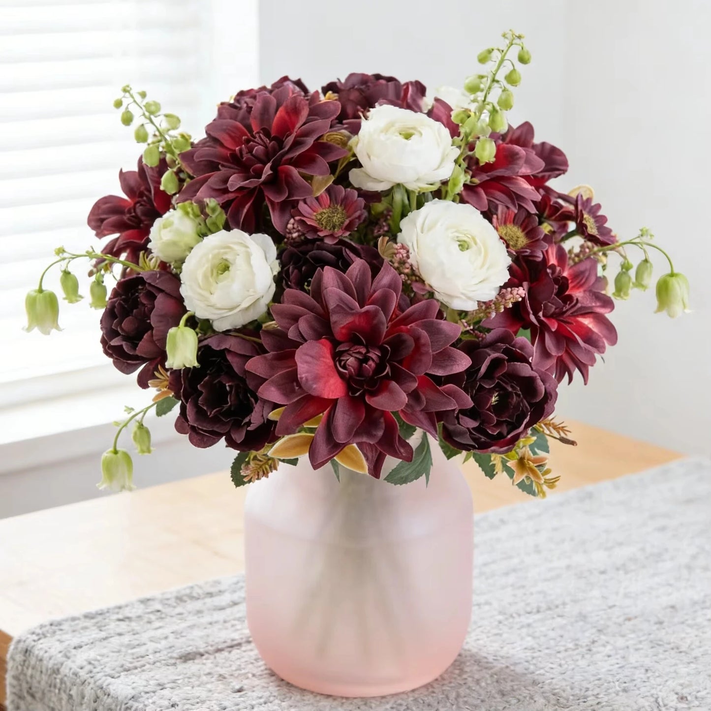 Silk Artificial Dahlia Rose Daisy Bouquet | Wedding & Party Decor