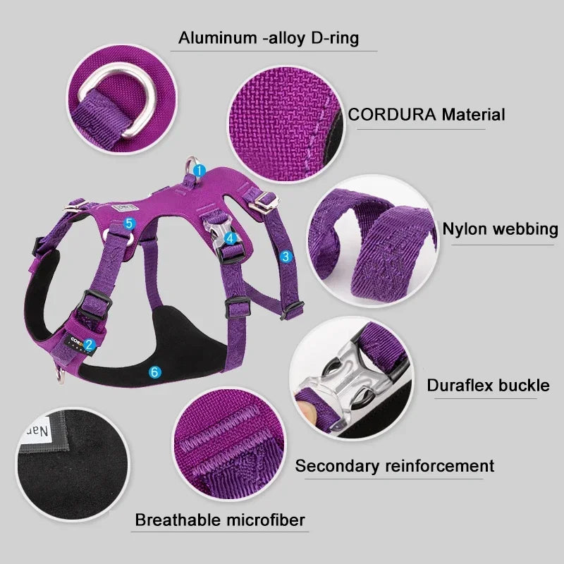 TRUELOVE Pet Nylon Harness Light-weight Double-H Shape Embroidery 5 Adjustable Positions Medium and Large Dog Waterproof YH1807 Peaceful Pleasures Health and Wellness