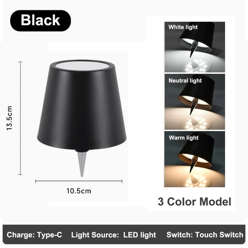 Rechargeable Table Lamp LED Touch Sensor Desktop Night Light Wireless Reading Lamp for Restaurant Hotel Bar Bedroom Decor Light Peaceful Pleasures Health and Wellness D Style- 3 Colors