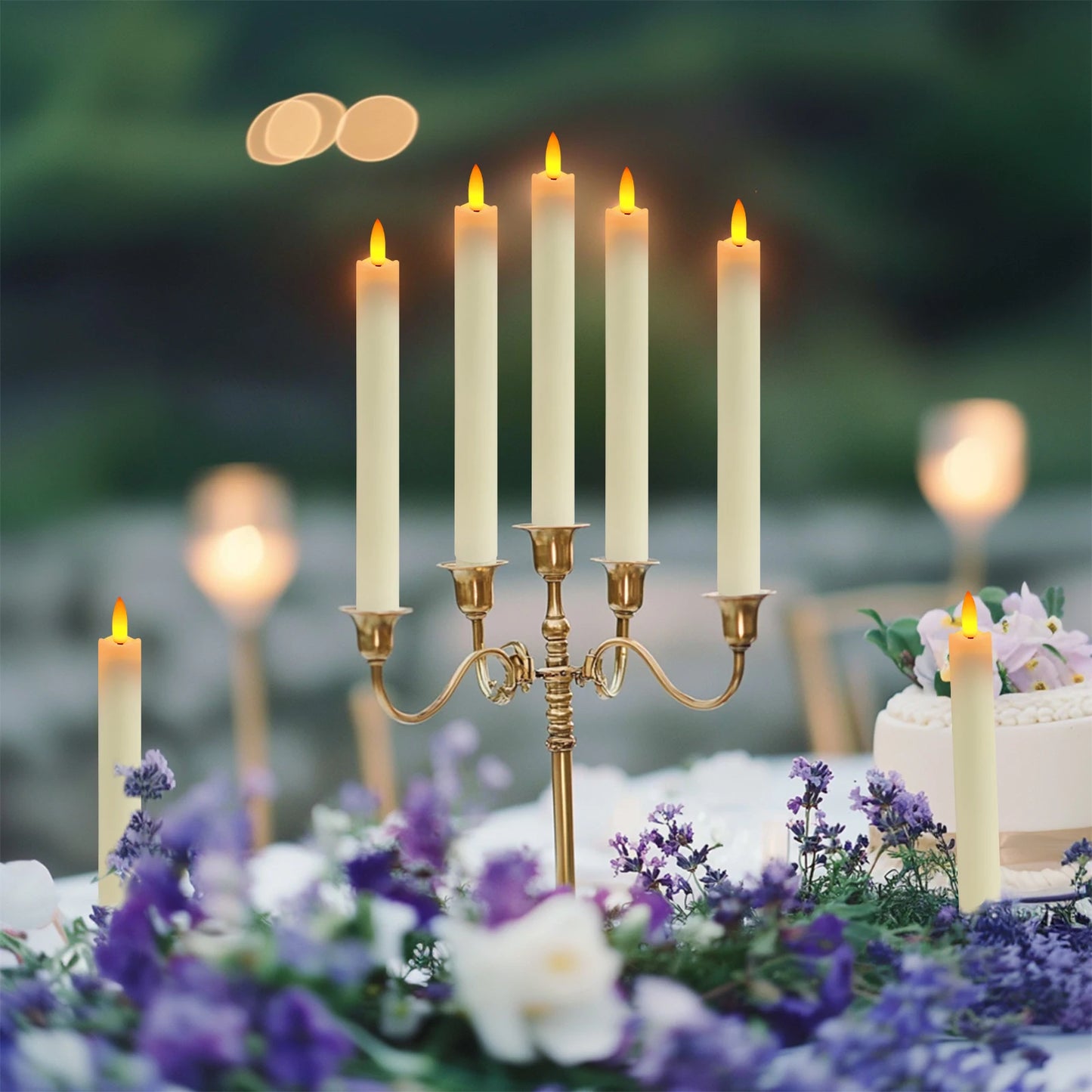 6/12/24pc Pack Flameless Taper Candles Battery Operated Flickering Window Candle Gold Holder Party Home Christmas Table Decor ﻿ Peaceful Pleasures Health and Wellness