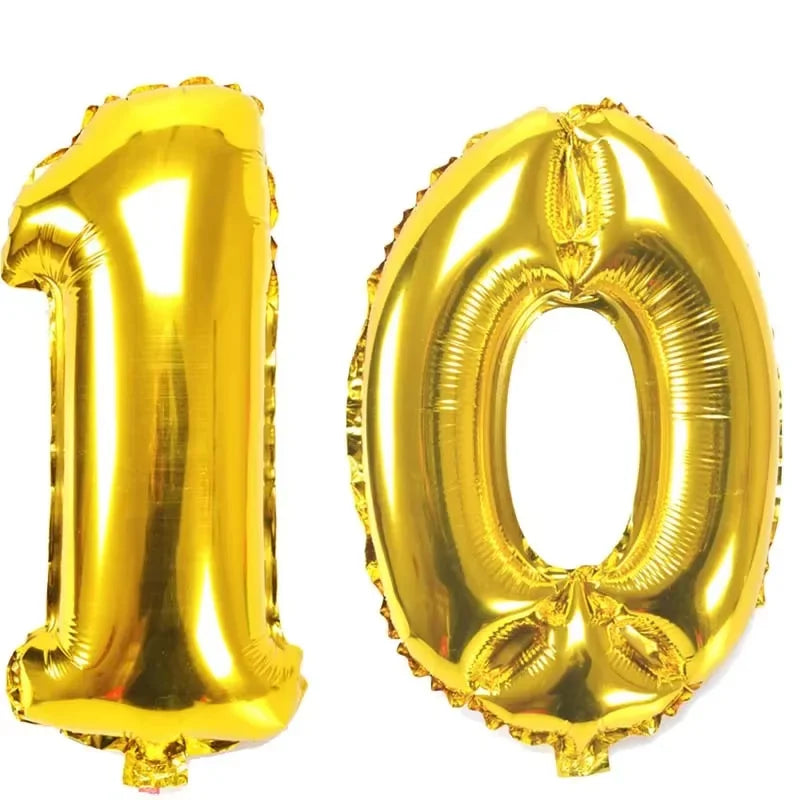 40" Giant Number Balloons – Birthday & Anniversary Gold/Silver