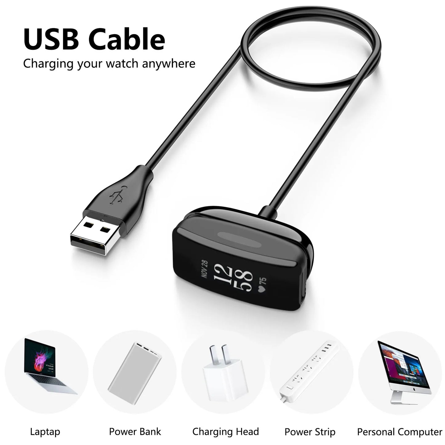 USB Charger for Fitbit Inspire 1/2/3, Inspire HR, ACE 2 & ACE 3 Peaceful Pleasures Health and Wellness