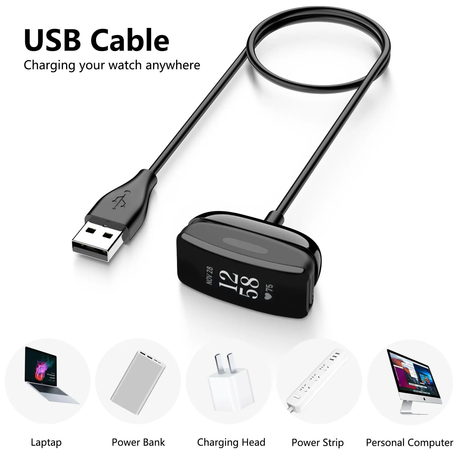 USB Charger for Fitbit Inspire 1/2/3, Inspire HR, ACE 2 & ACE 3 Peaceful Pleasures Health and Wellness