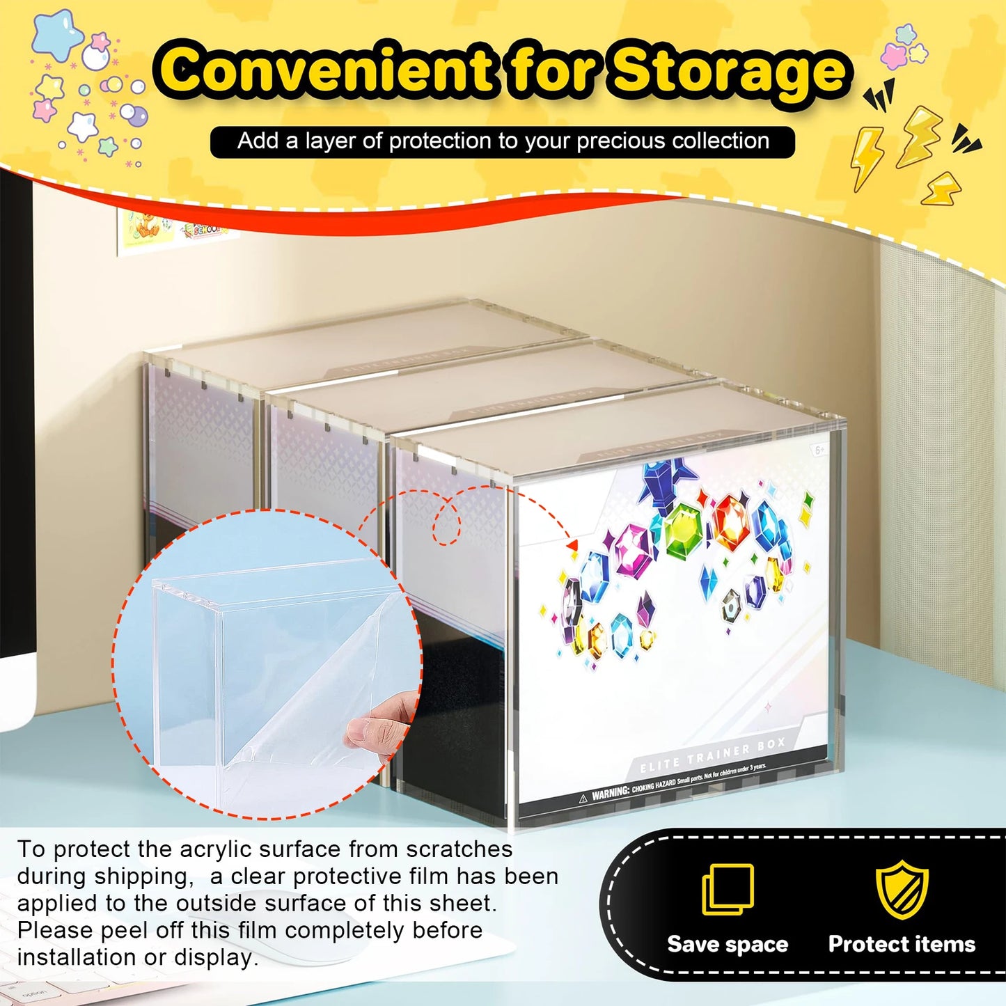 Acrylic Display Case for Pokémon ETB | 99% UV & Dust-Proof